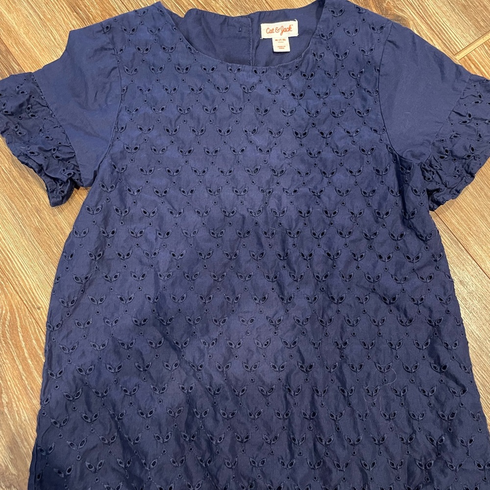 Cat & Jack Dark Blue Eyelet Blouse